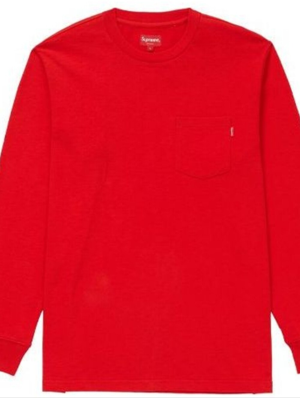 Supreme Men's Red Crewneck Longsleeve T - Classic Casual Knit S. L